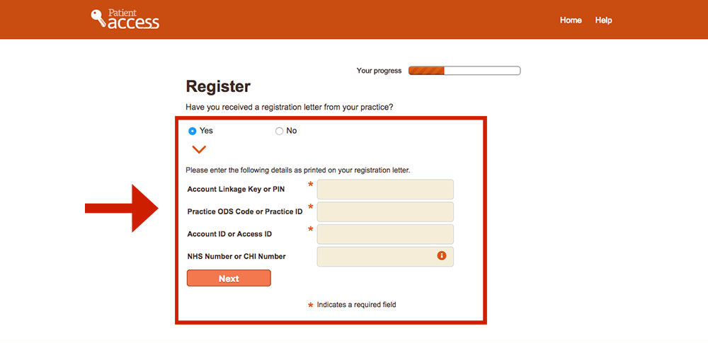 patient access register window